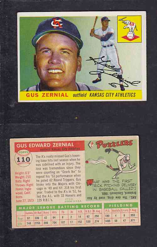 1955 TOPPS BASEBALL CARD #110 E. ZERNIAL photo