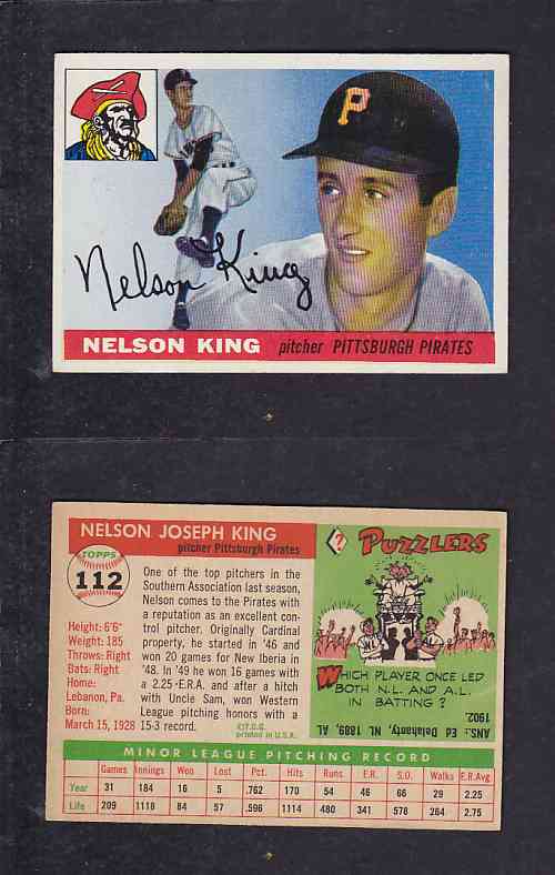 1955 TOPPS BASEBALL CARD #112 N. KING photo