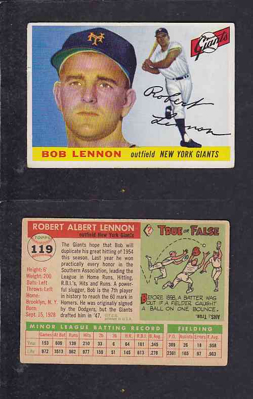 1955 TOPPS BASEBALL CARD #119 R. LENNON photo