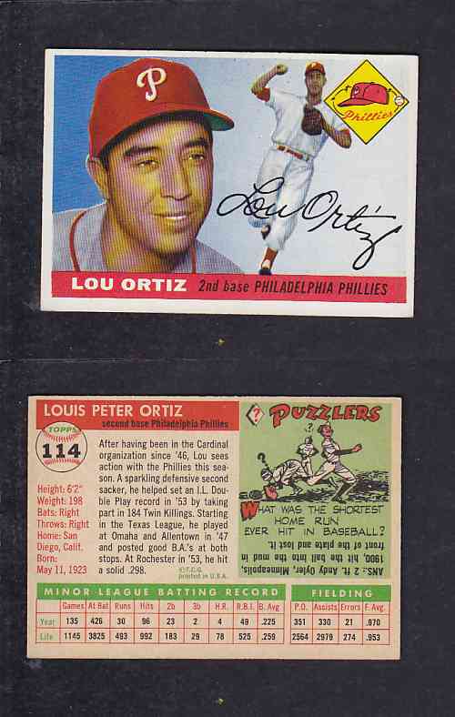 1955 TOPPS BASEBALL CARD #114 L. ORTIZ photo