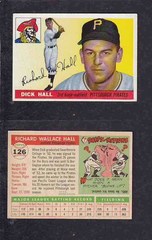 1955 TOPPS BASEBALL CARD #126 R. HALL photo