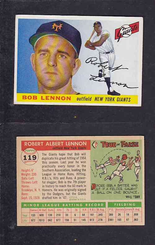 1955 TOPPS BASEBALL CARD #119 R. LENNON photo