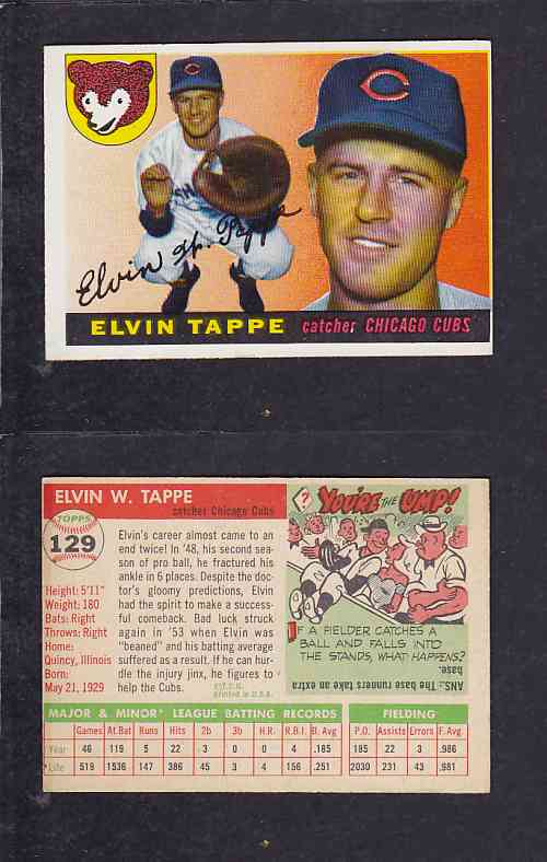 1955 TOPPS BASEBALL CARD #129 E. TAPPE photo