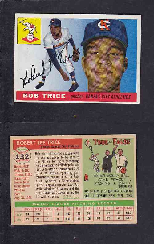 1955 TOPPS BASEBALL CARD #132 R. TRICE photo