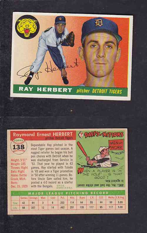 1955 TOPPS BASEBALL CARD #138 R. HERBERT photo