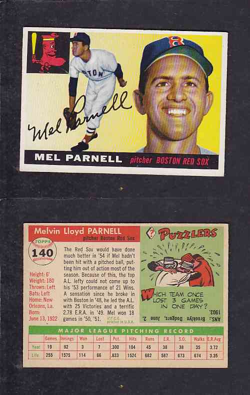 1955 TOPPS BASEBALL CARD #140 M. PARNELL photo