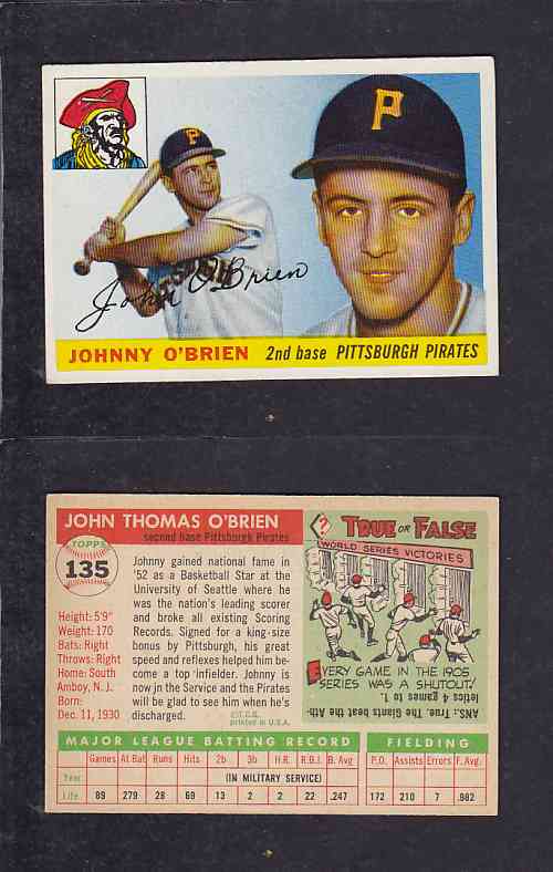 1955 TOPPS BASEBALL CARD #135 J. O'BRIEN photo