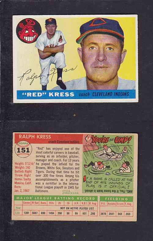 1955 TOPPS BASEBALL CARD #151 R. KRESS photo