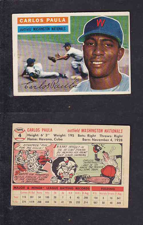 1956 TOPPS BASEBALL CARD #4 C. PAULA photo