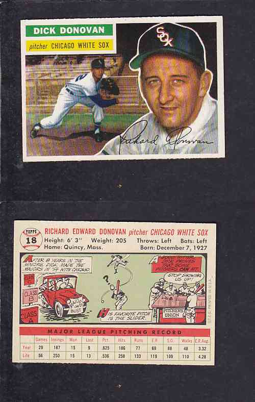 1956 TOPPS BASEBALL CARD #18 R. DONOVAN photo