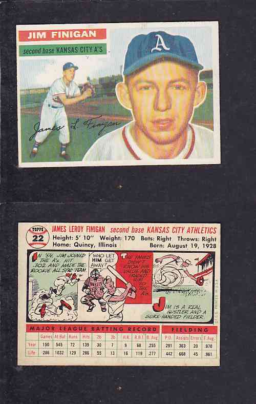 1956 TOPPS BASEBALL CARD #22 J. FINIGAN photo