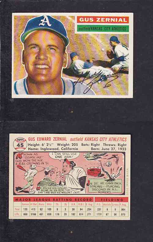 1956 TOPPS BASEBALL CARD #45 G. ZERNIAL photo