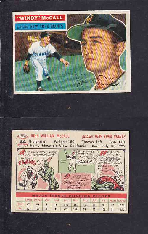 1956 TOPPS BASEBALL CARD #44 J. MCCALL photo