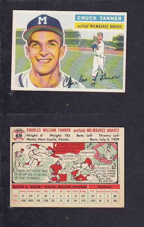 1956 TOPPS BASEBALL CARD #69 C. TANNER photo