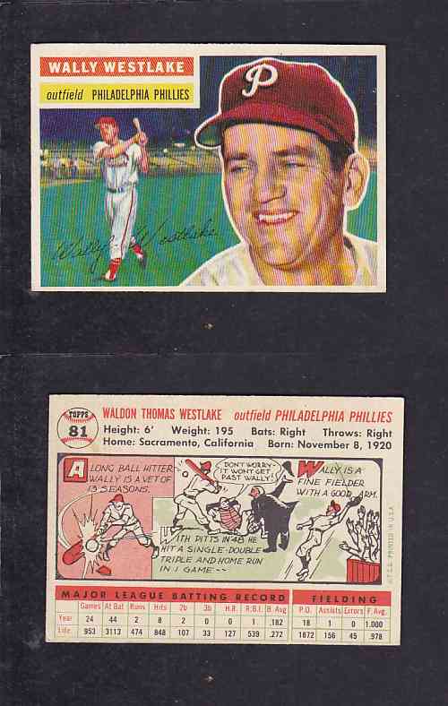 1956 TOPPS BASEBALL CARD #81 W. WESTLAKE photo