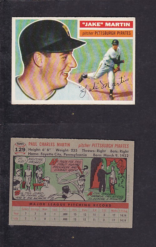 1956 TOPPS BASEBALL CARD #129 P. MARTIN photo