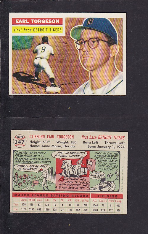1956 TOPPS BASEBALL CARD #147 C. TORGESON photo