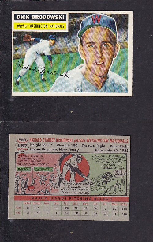 1956 TOPPS BASEBALL CARD #157 R. BRODOWSKI photo