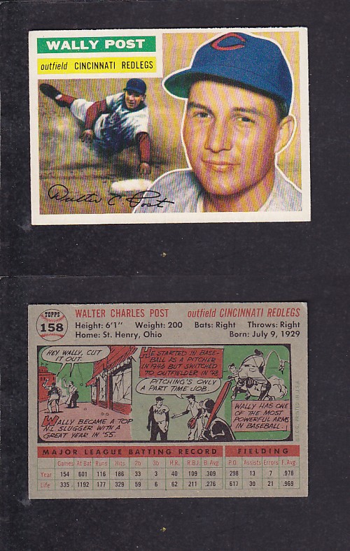 1956 TOPPS BASEBALL CARD #158 W. POST photo