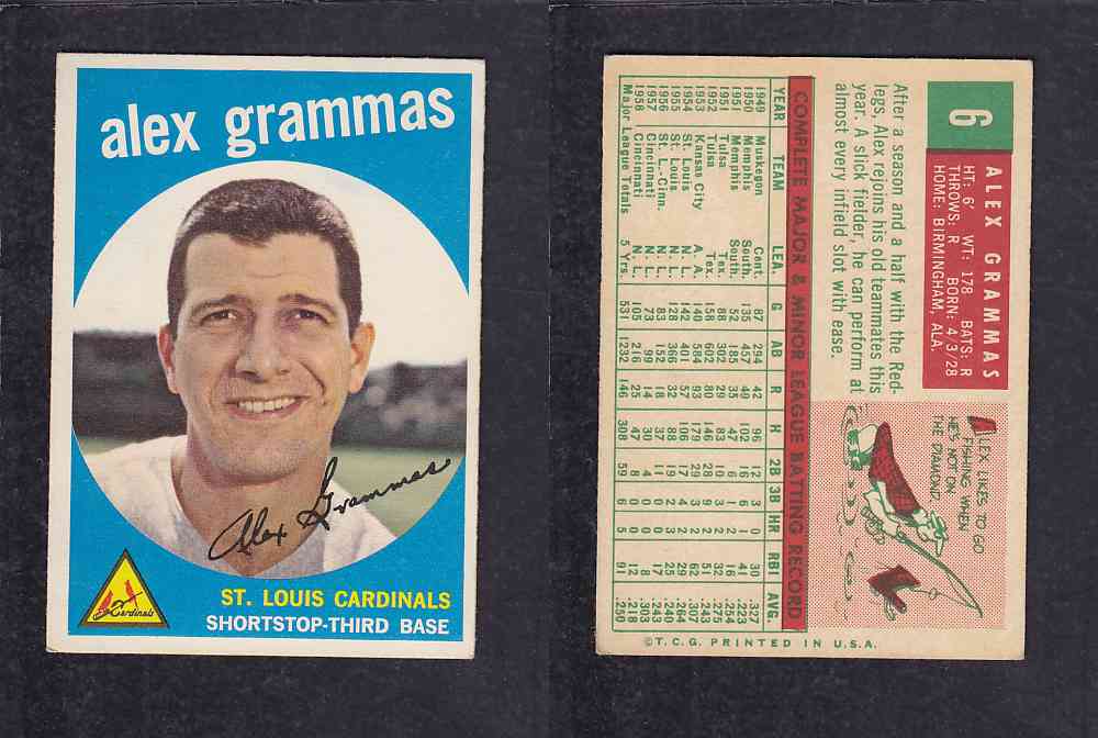 1959 TOPPS BASEBALL CARD#6   A. GRAMMAS photo