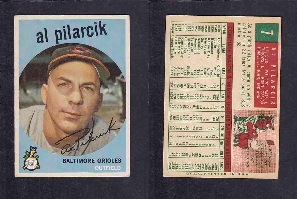 1959 TOPPS BASEBALL CARD#7  A.  PILARCIK photo