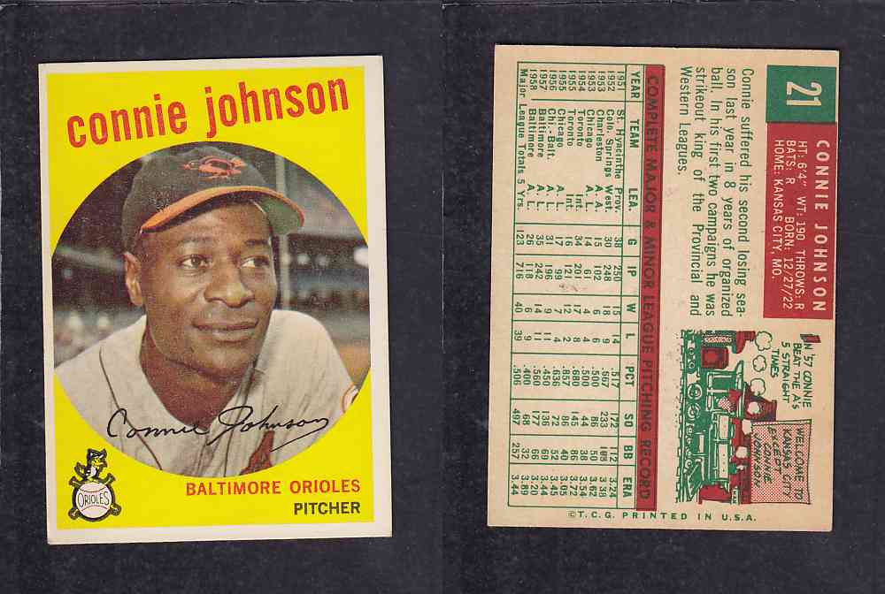 1959 TOPPS BASEBALL CARD#21  C.  JOHNSON photo