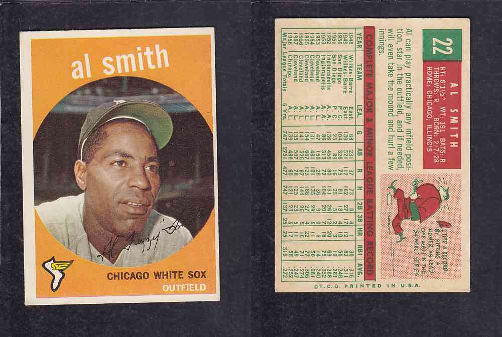 1959 TOPPS BASEBALL CARD#22  A.  SMITH photo