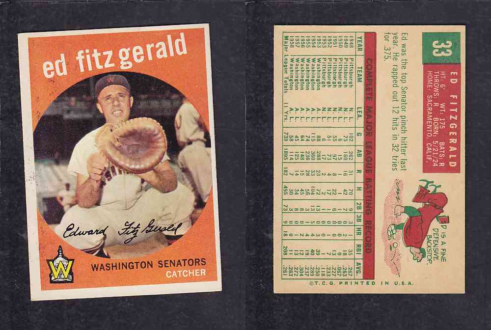 1959 TOPPS BASEBALL CARD#33  E. FITZGERALD photo