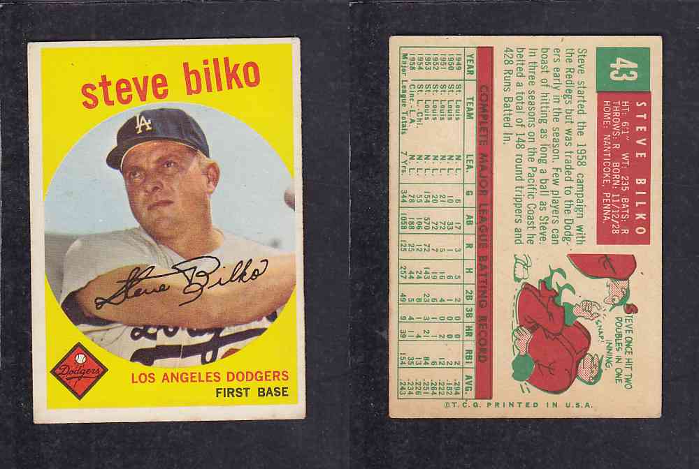 1959 TOPPS BASEBALL CARD#43  S.  BILKO photo