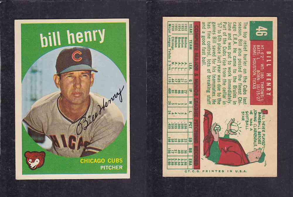 1959 TOPPS BASEBALL CARD#46  B.  HENRY photo