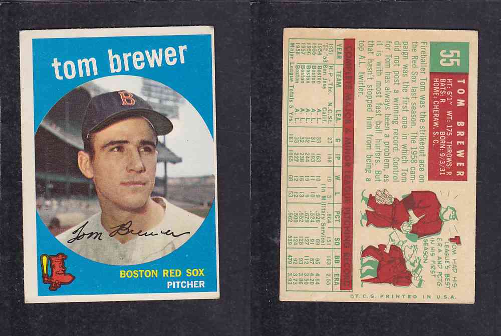 1959 TOPPS BASEBALL CARD#55 T.  BREWER photo