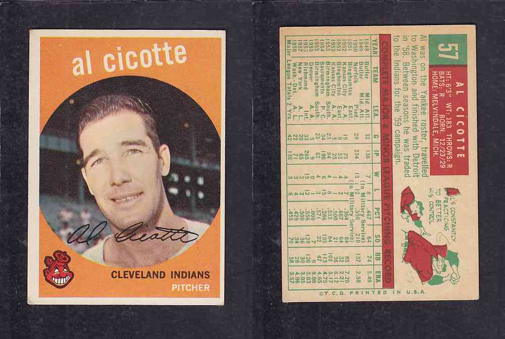 1959 TOPPS BASEBALL CARD #57   A.  CICOTTE photo