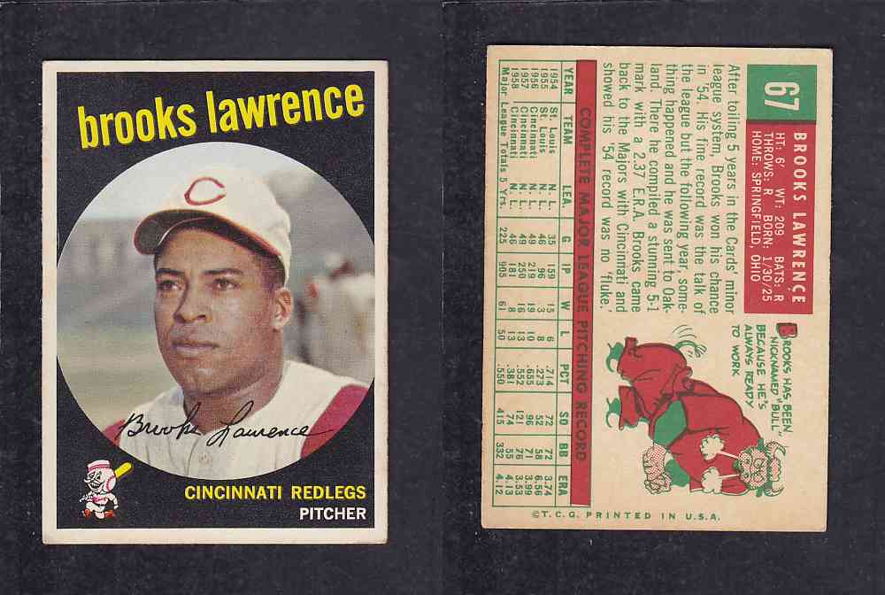 1959 TOPPS BASEBALL CARD #67    B.  LAWRENCE photo