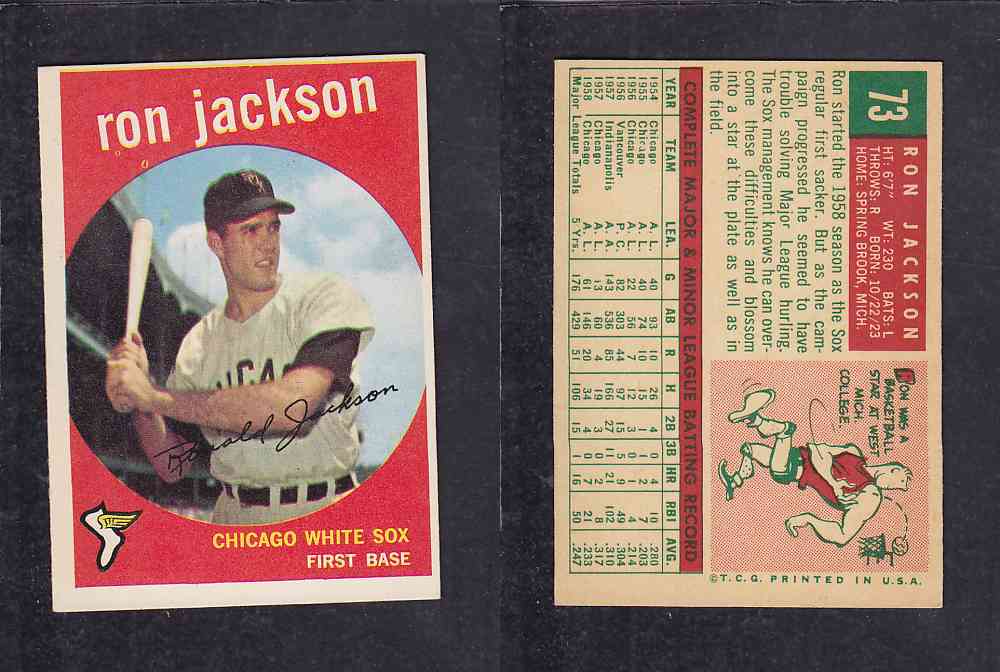 1959 TOPPS BASEBALL CARD #73    R. JACKSON photo