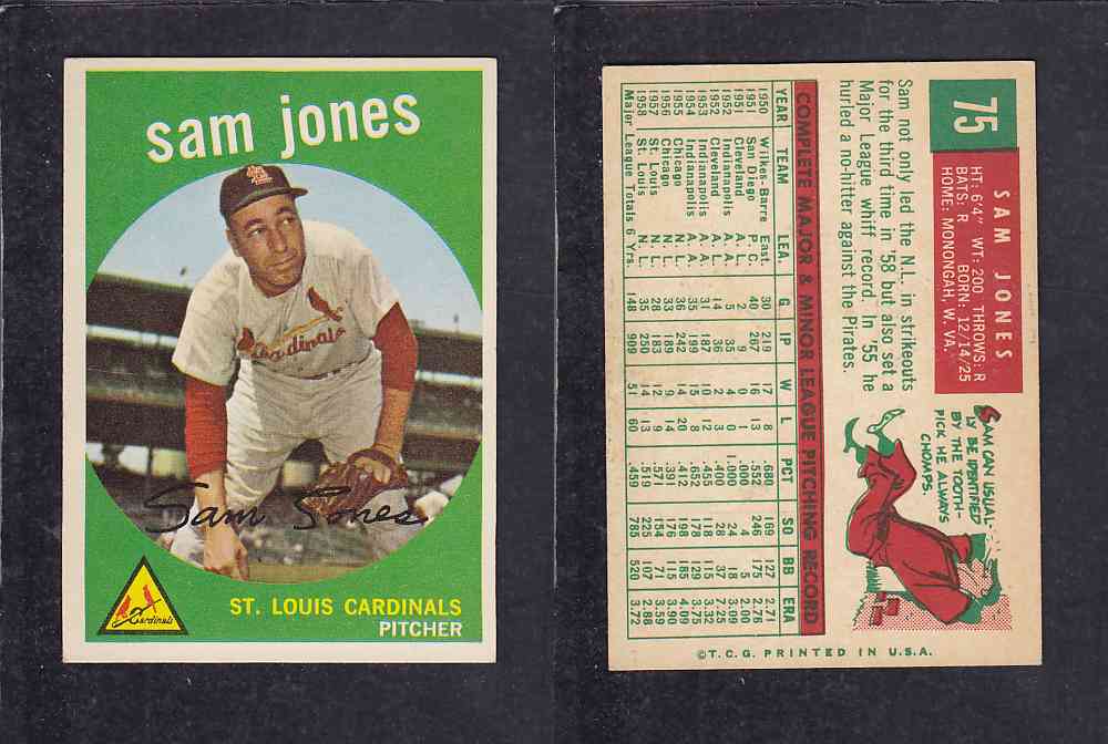 1959 TOPPS BASEBALL CARD #75   S. JONES photo