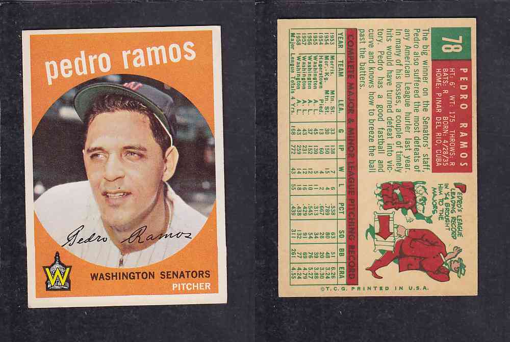 1959 TOPPS BASEBALL CARD #78   P. RAMOS photo