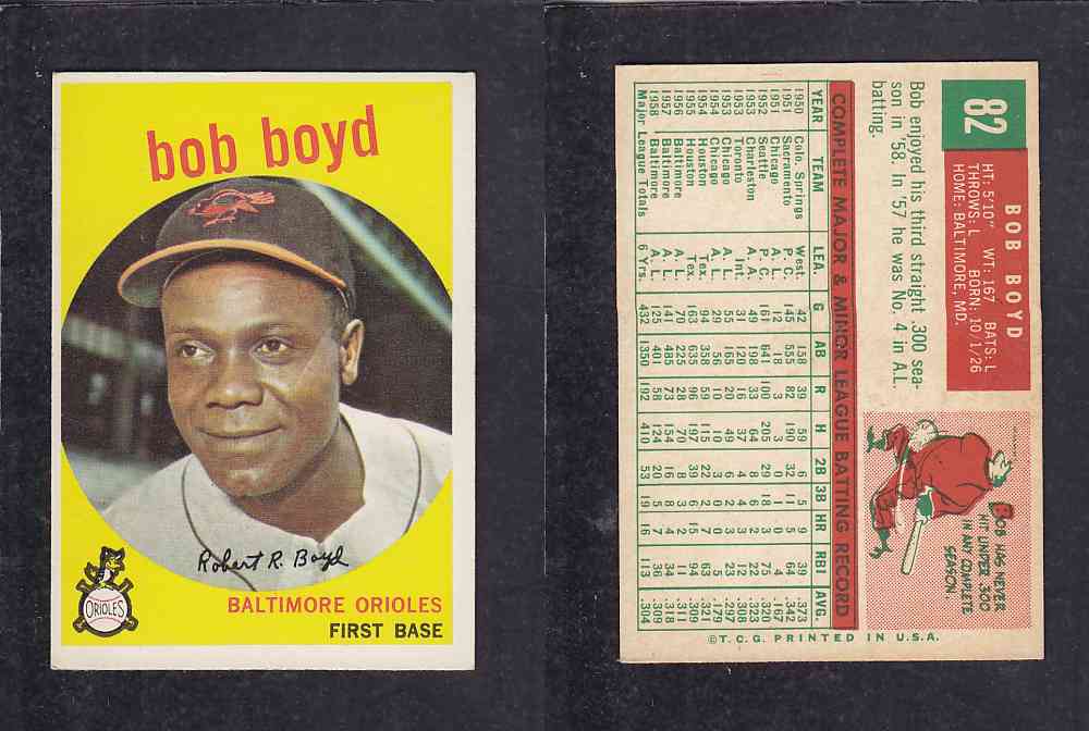 1959 TOPPS BASEBALL CARD #82   B. BOYD photo