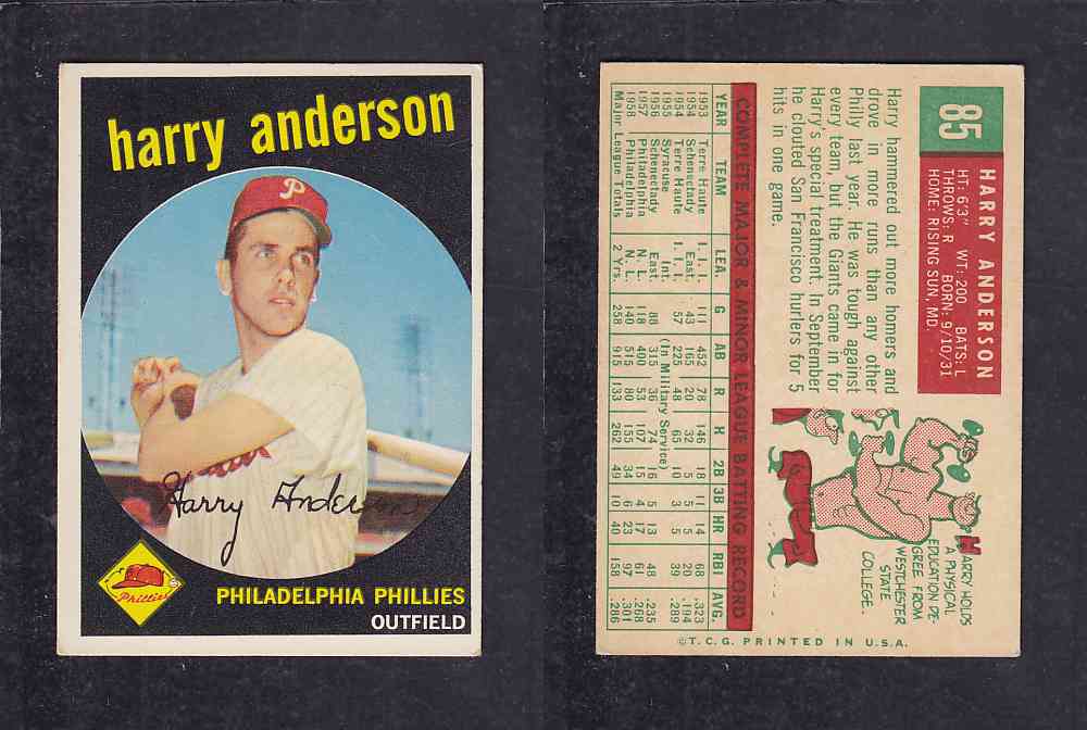 1959 TOPPS BASEBALL CARD #85   H. ANDERSON  photo