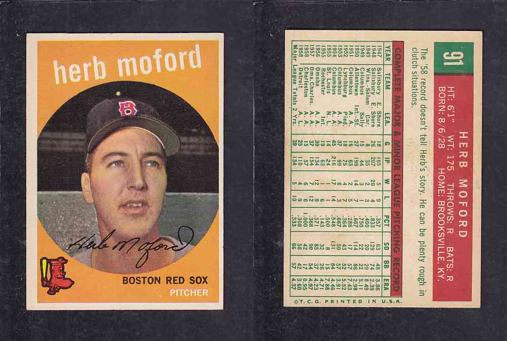 1959 TOPPS BASEBALL CARD #91   H. MOFORD photo