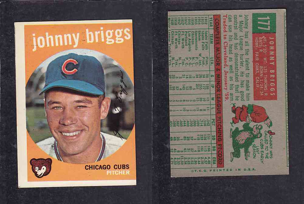 1959 TOPPS BASEBALL CARD #177  J. BRIGGS photo