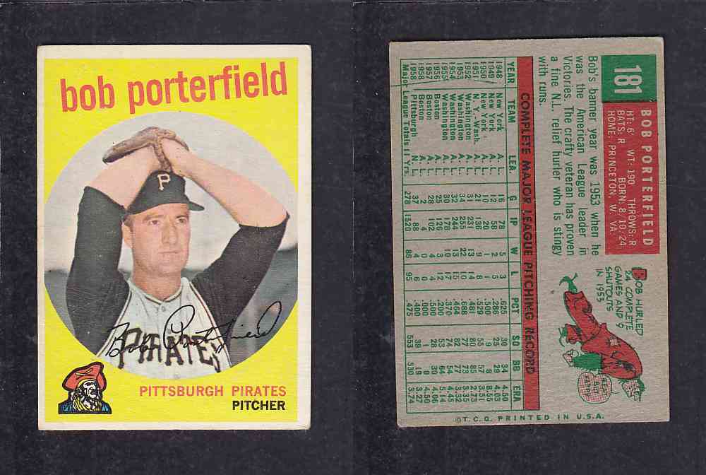 1959 TOPPS BASEBALL CARD #181   B. PORTERFIELD photo