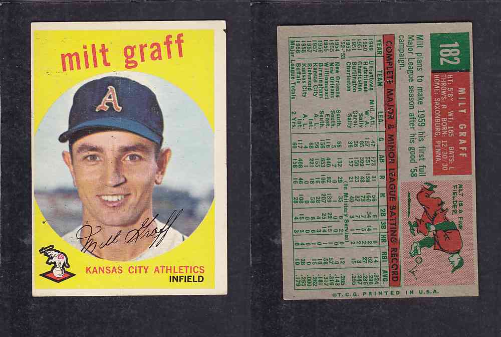 1959 TOPPS BASEBALL CARD #182    M. GRAFF photo