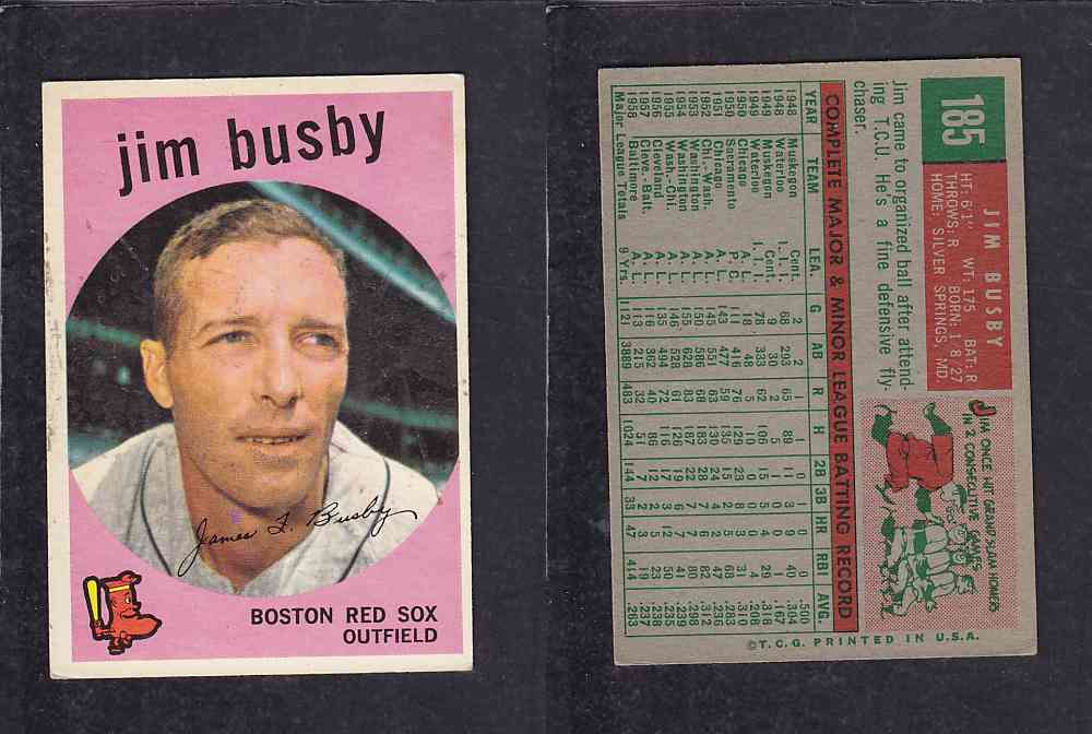 1959 TOPPS BASEBALL CARD #185  J. BUSBY photo