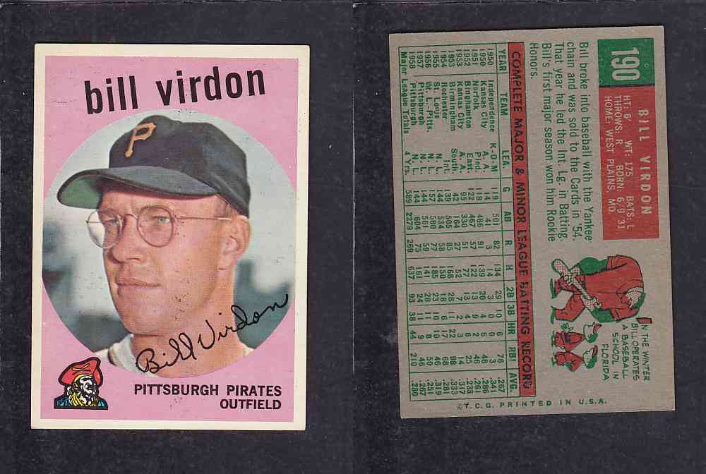 1959 TOPPS BASEBALL CARD #190    B. VIRDON photo