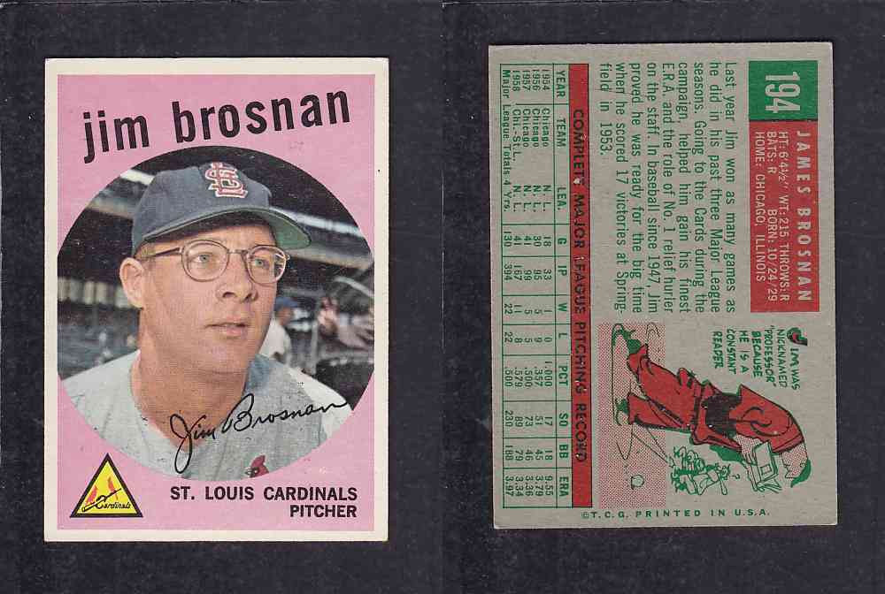 1959 TOPPS BASEBALL CARD #194   J. BROSNAN photo