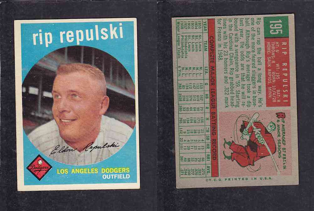 1959 TOPPS BASEBALL CARD #195  R. REPULSKI photo