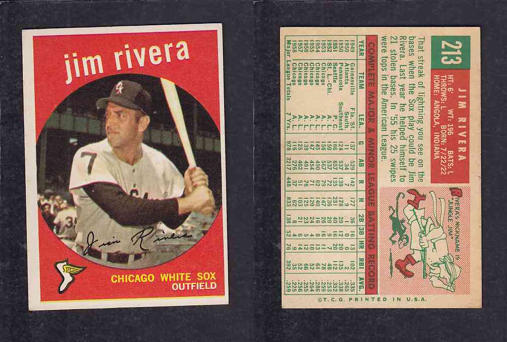 1959 TOPPS BASEBALL CARD #213   J.RIVERA photo