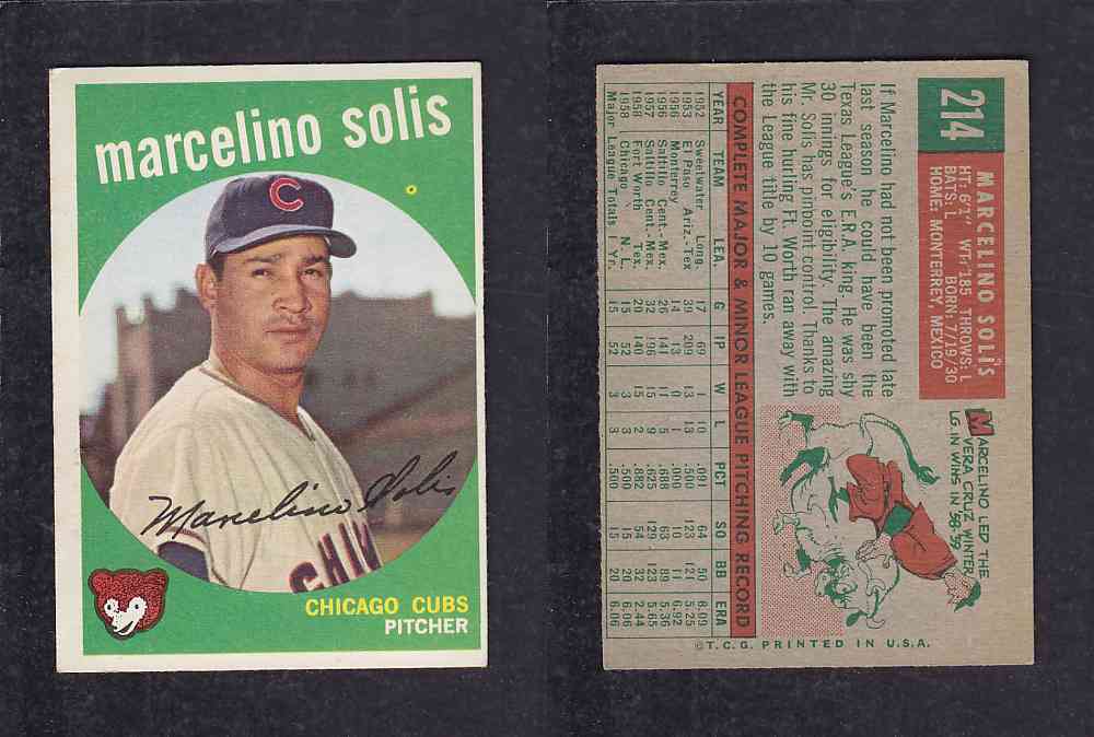 1959 TOPPS BASEBALL CARD #214   M. SOLIS photo