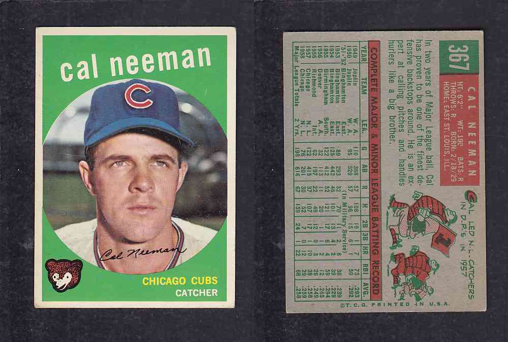 1959 TOPPS BASEBALL CARD #367   C. NEEMAN photo