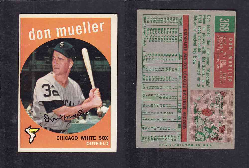 1959 TOPPS BASEBALL CARD #368   D. MUELLER photo